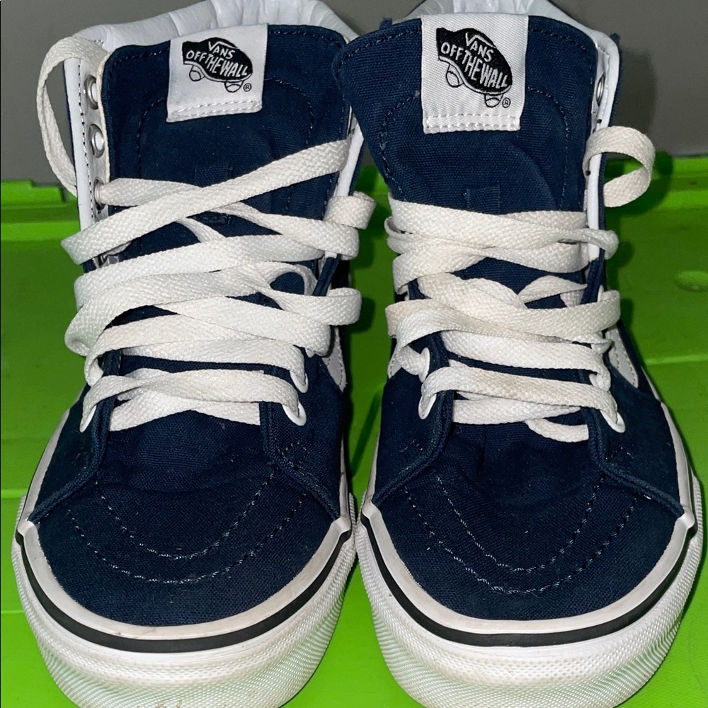 Vans Kids High-Top Sneakers - Dark Blue and White
